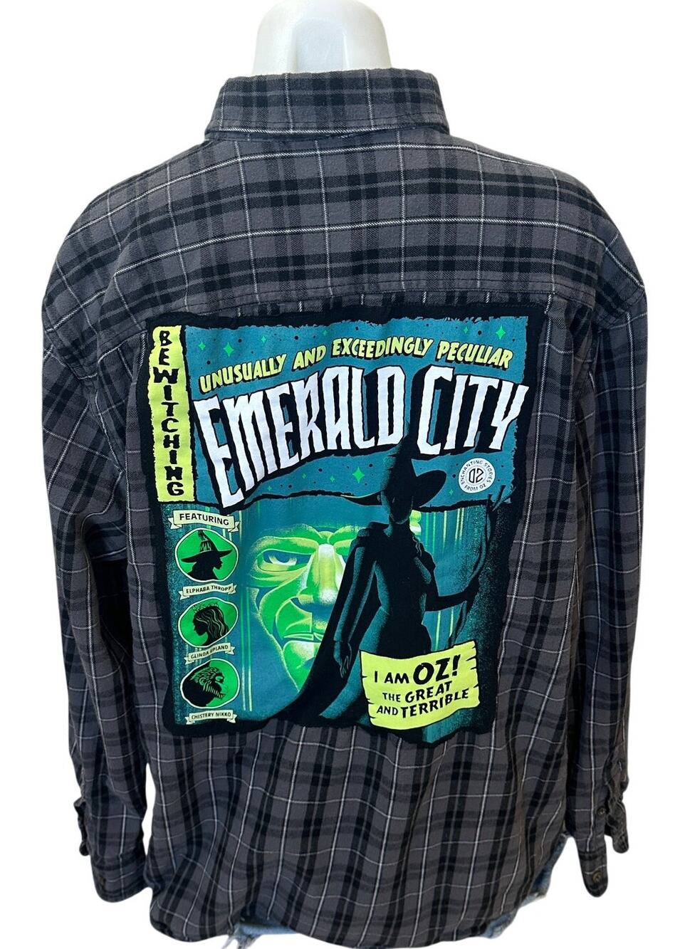Wicked Plaid Flannel Shirt XL Oversized Unique Witchy Goth Comic Book Cover